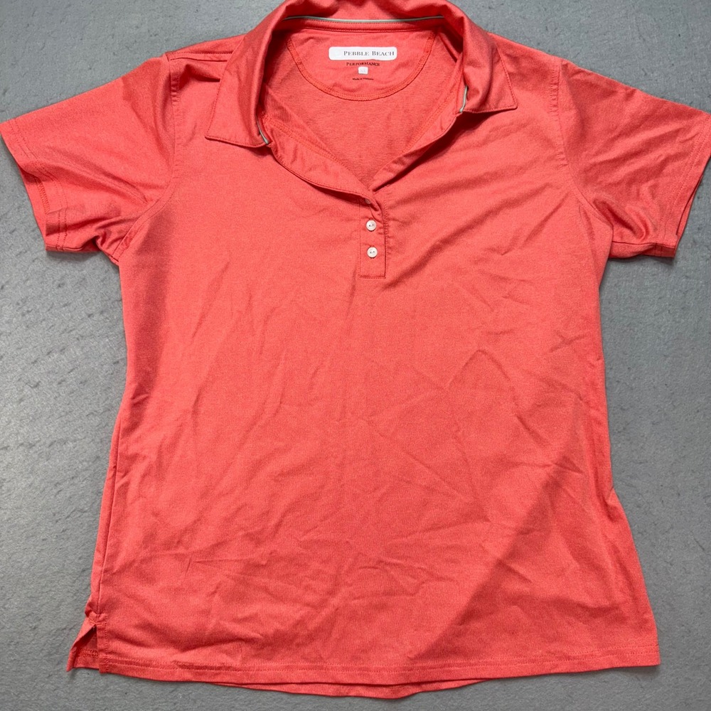 Pebble Beach Performance Golf Polo Shirt Womens XL Coralโ Short Sleeve